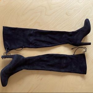 Stuart Weitzman black suede OTK highland boot